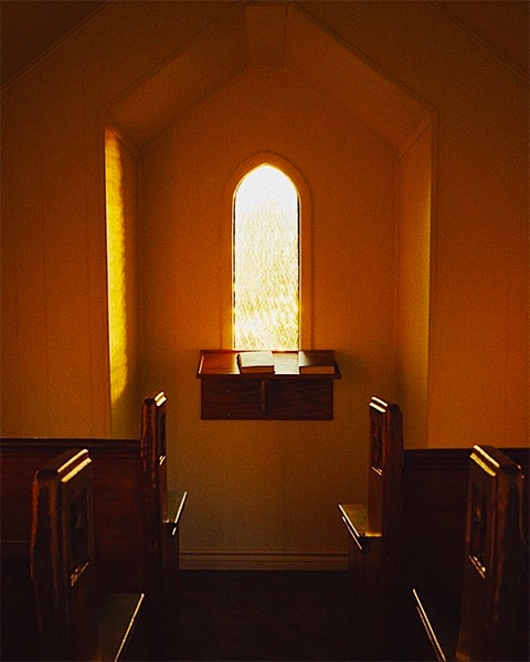 Inside the Living Water Wayside Chapel, the world's smallest church